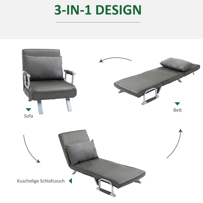 Détendez le fauteuil allongé en fauteuil de fauteuil du lit invité gris, 65x69x80cm