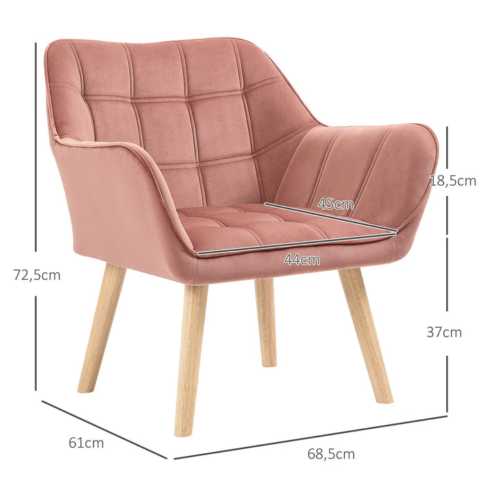 Fauteuil d'ameublement AkzentCafe Scandi Design Samt Optics Pink, 68.5x61x72cm