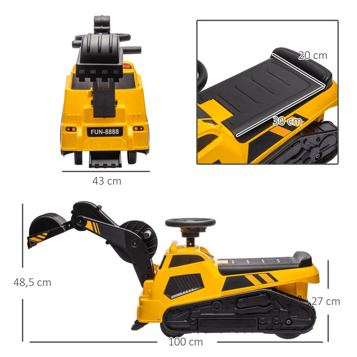 3-in-1 children's slip children's excavator Music function anti-tilt protection