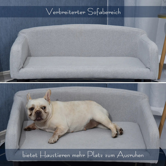 Dog fan with soft cover pet sofa with wooden legs light gray, 82x54x36cm