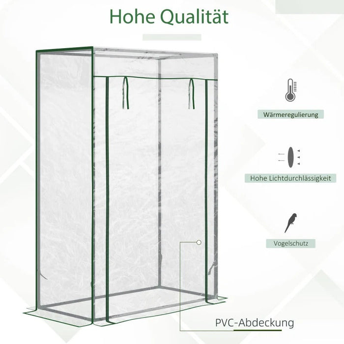 Gewächshaus Treibhaus Tomatenhaus Frühbeet mit Tür zum Aufrollen Stahl Kunststoff Transparent 100x50x150cm