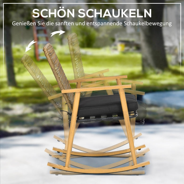 Gartenmöbelset für Personen 2 Schaukelstühle, 1 Beistelltisch, robustes Polyrattan, inkl. Sitzauflagen