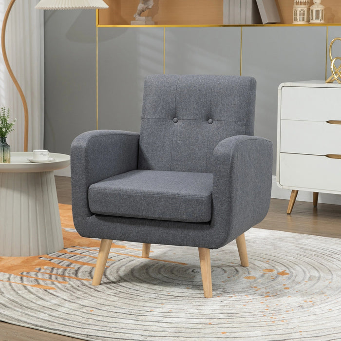 Fauteuil en conception de scandi, fauteuil accent, point bouton, nature + gris clair