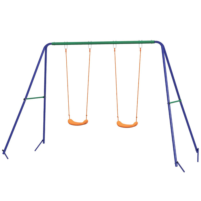 Kinder-Schaukelgestell mit 2 Schaukelsitzen, für 3-8 Jahre, Stahl, 2,7x1,6x1,8m