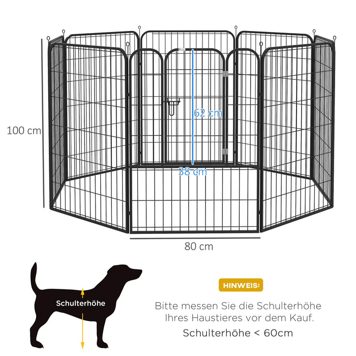 PlayPen de boîtier gratuit pour animaux de compagnie chiens métal noir, 80x100cm