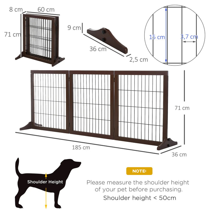 Grilles circulaires pour chiens protecteurs de la calandre du bois brun, 185x36x71cm