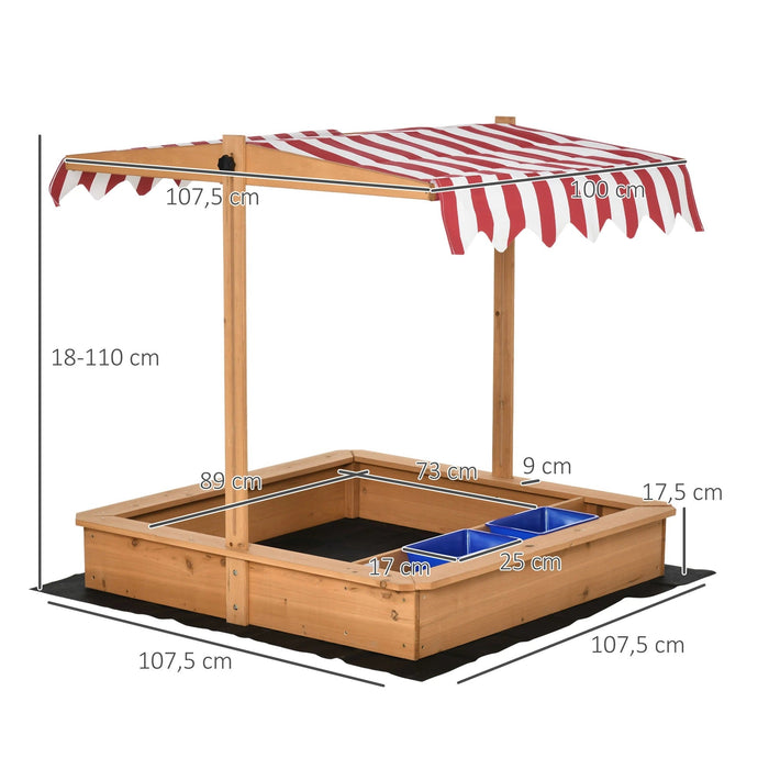 Sandkasten Sandkiste Holz Bodenloses Design Matsch-Bereich für Kinder 3-7 Jahre Sandkasten mit Abdeckung Dach für Garten Terrasse Strand Outdoor Gelb, 107,5x107,5x110cm