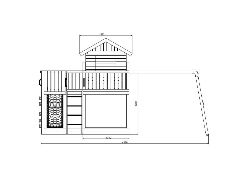Torre da gioco 'SPACE L' incl. altalena doppia + scivolo rossa, 488x332x280cm (LxPxA)