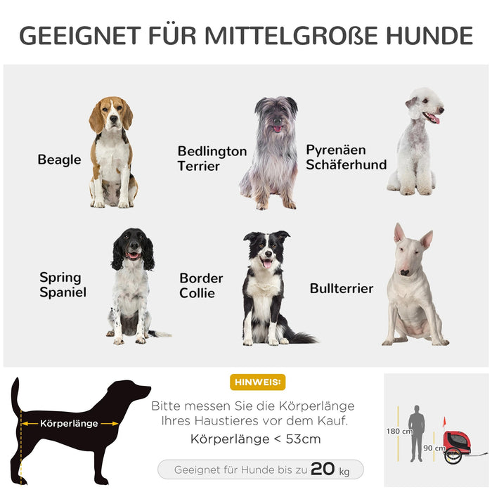 Fahrradanhänger für Hunde mit Universalkupplung Rot, 130x73x90cm