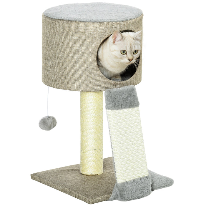 Stratching Post pour les chats avec une balle de chat gris 30x30x50cm