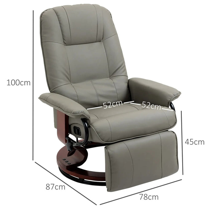 Déchaigneur télévisé en fauteuil fauteuil allongé en cuir artificiel 360 ° chaise rotative gris incliable, 78x87x100cm