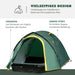 Zelt für 2 Personen 190T Campingzelt mit Heringen Glasfaser Polyester Grün + Gelb, 325x183x130cm