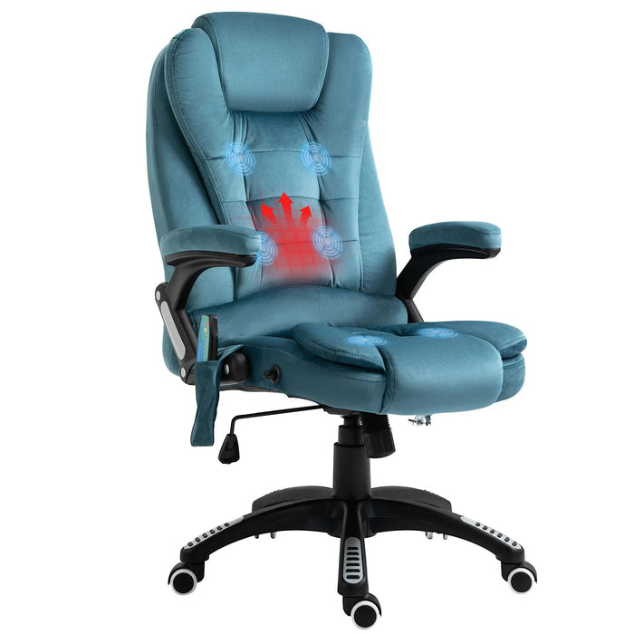 Bürostuhl Massagefunktion Wärmefunktion höhenverstellbar ergonomisch Blau, 68x72x110–120cm