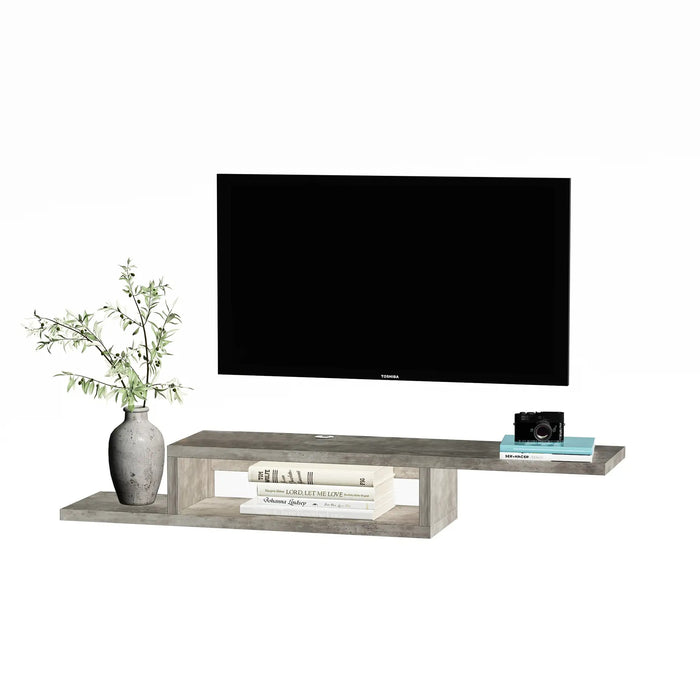 TV Hänboard Wall Shelf Chipboard Cement Gray 152.4x29.8x21cm