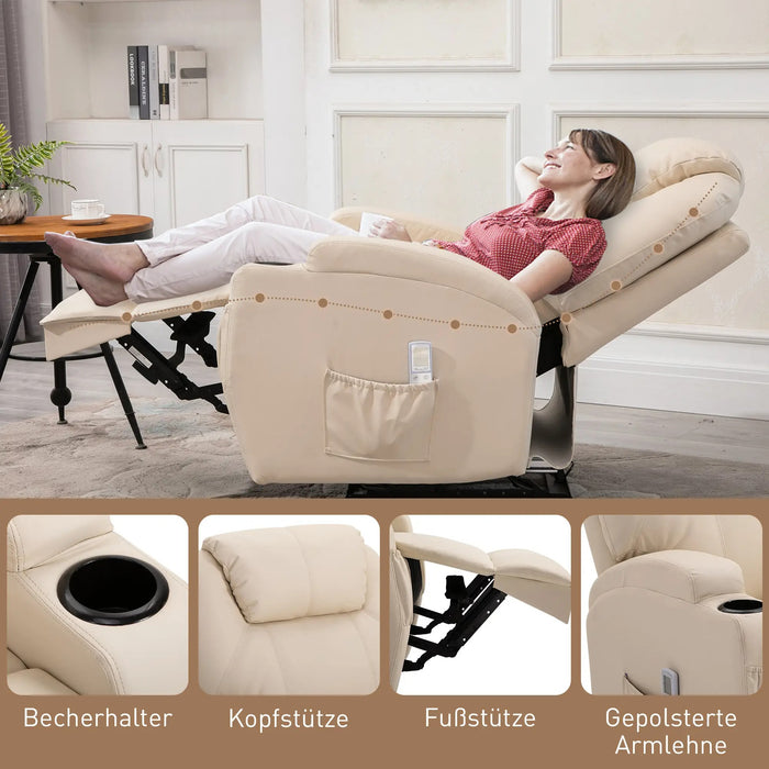 Chaise de massage, fauteuil de détente électrique, fonction de couchage 82x97x110cm