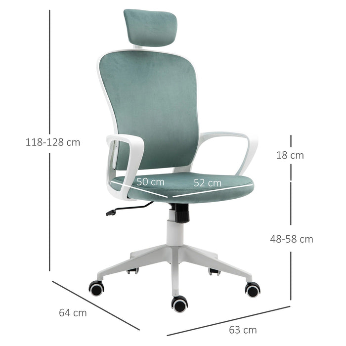 Bürostuhl mit Wippfunktion höhenverstellbar ergonomisch Türkis, 63x64x118-128cm