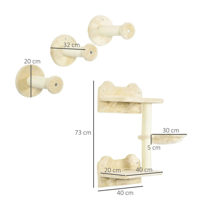 Livelli di arrampicata, scale per gatti, 4-PC. Imposta, con post graffi, amaca, 40x28x73cm