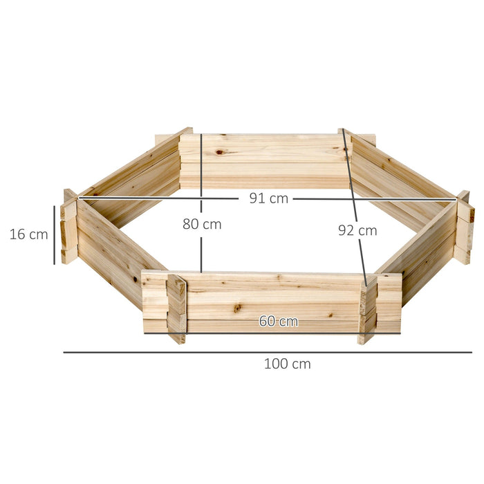 Hochbeet sechseckig DIY Pflanzkübel Pflanzkasten aus Holz für Garten Balkon Natur, 100x92x16cm