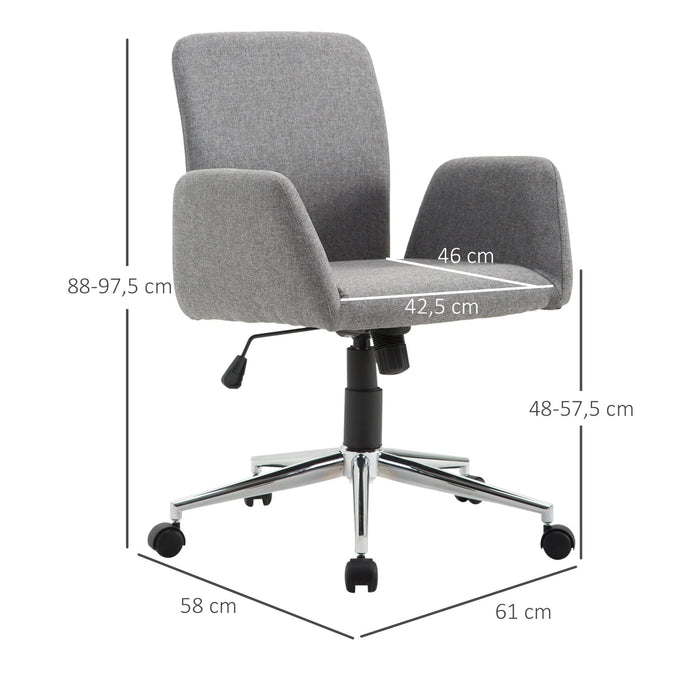 Bürostuhl im Nordischen Stil höhenverstellbar mit Liegefunktion Grau, 61x58x88-97,5cm