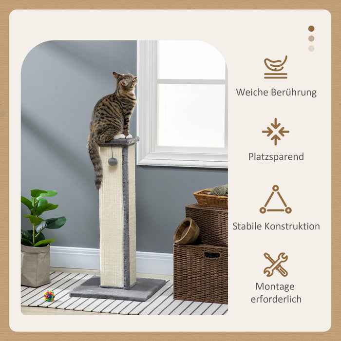 Kratzbaum Cat Tree, y compris la balle de jeu, la peluche, le sisal, la crème + gris, 41x41x81cm