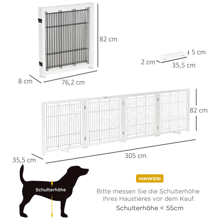 Barrière de la calandre de protection des portes pour chiens blancs, 305x35.5x82cm