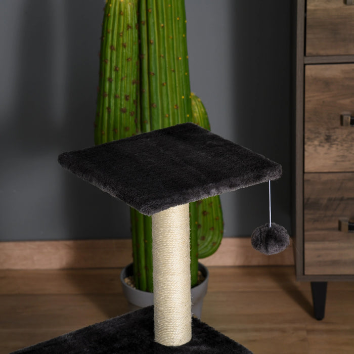 Cat Scratching Post, sisal en peluche gris foncé, 40x35x72cm