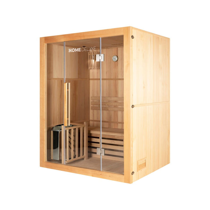 Indoor Sauna CASHEIM L - 150 x 120 cm für 3 Personen - Traditionelle Sauna mit 4,5kW Ofen