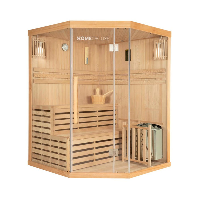 Sauna d'intérieur Cashheim XL - 150 x 150 cm pour 3 personnes - sauna traditionnel avec four 6 kW