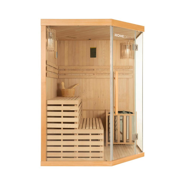 Sauna d'intérieur Cashheim XL - 150 x 150 cm pour 3 personnes - sauna traditionnel avec four 6 kW