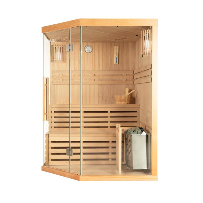 Sauna d'intérieur Cashheim XL - 150 x 150 cm pour 3 personnes - sauna traditionnel avec four 6 kW