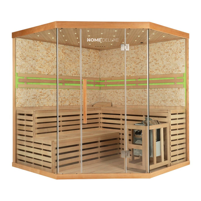 Sauna d'intérieur Casheim Big XL - 200 x 200 cm pour 6 personnes - Sauna traditionnel avec des plastiques avec un four de 8 kW