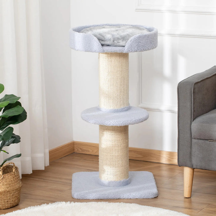 Cat Scratching Post avec plate-forme sisal en peluche bleu clair 45x45x91cm