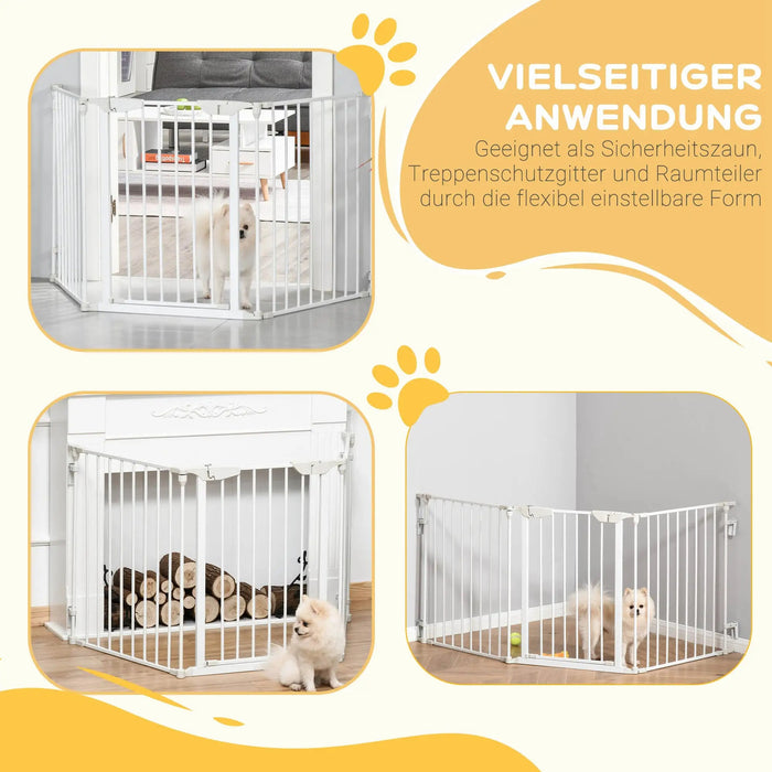 Grilles circulaires pour chiens Protection de porte Grilles Metal blanc, 180x3x74.5 cm