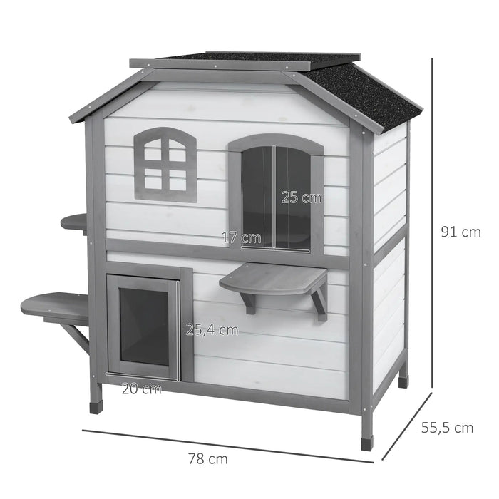 Catal house, cat cave, 2 floors, weather -resistant, 78.1x55.2x90.8cm