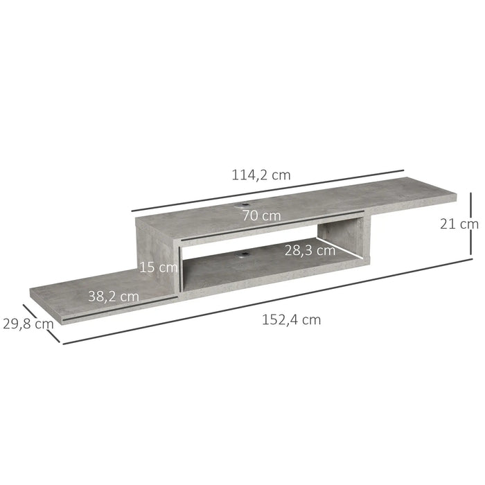 TV Hänboard Wall Shelf Chipboard Cement Gray 152.4x29.8x21cm