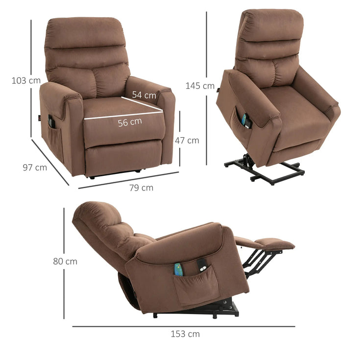 Fauteuil télévisé avec fonction de massage et support - aide à télécommande chauffage marron, 79x97x103cm