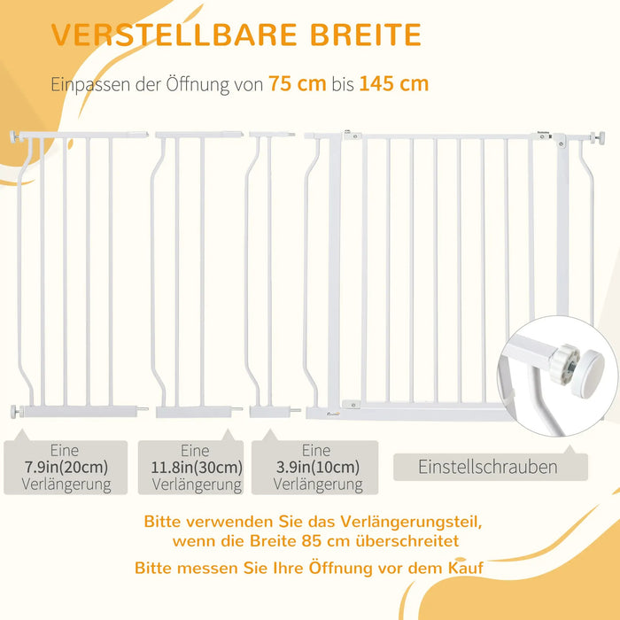 Dog door barrier in length adjustable without drilling white, 145x3x76cm