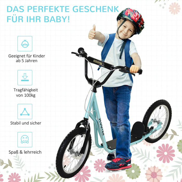 Kinderscooter mit Bremse höhenverstellbar Leichtbau Hellblau