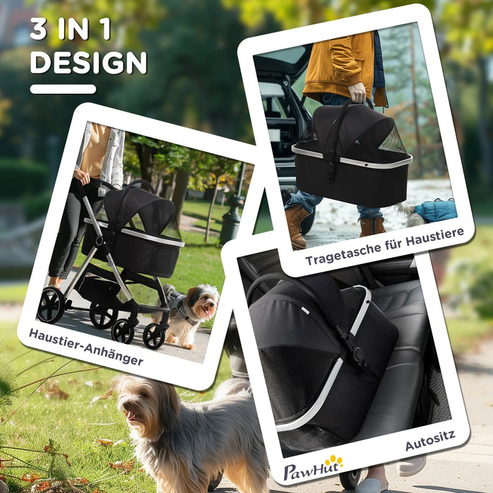 Chien buggy chien voiture de voiture pour animaux de compagnie pliable 2 en 1 noir, 83x58x102cm