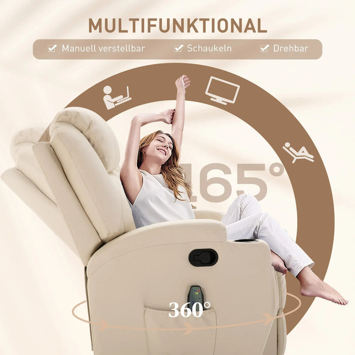 Chaise de massage électrique relaxant fauteuil 5 modes de massage Fonction de mensonge 84x92x109cm