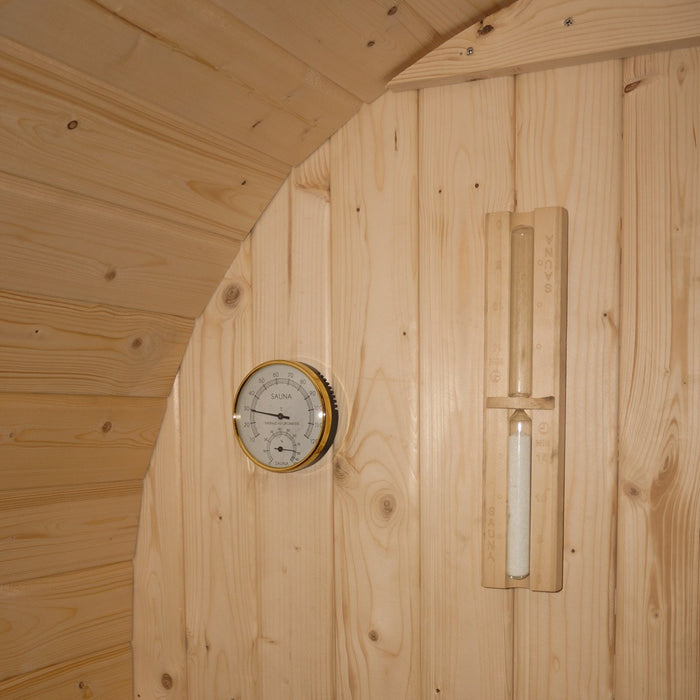 Sauna extérieur sauna tonneau FLANN DELUXE L - 184 x 220 cm pour 4 personnes - sauna avec four 8kW