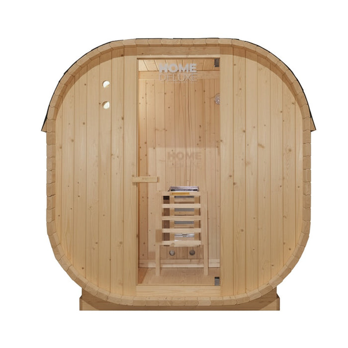 Outdoor Sauna Fasssauna FLANN M - 184 x 120 cm für 2 Personen - Sauna mit 3,6kW Ofen