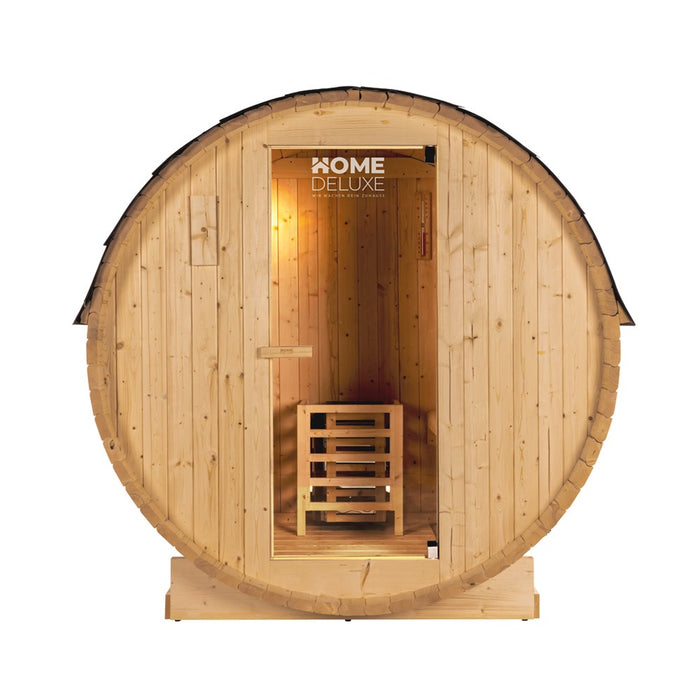 Sauna extérieur sauna tonneau AQUILA M - 195 x 120 cm pour 2 personnes - sauna avec four 3,6 kW