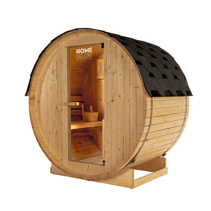 Sauna extérieur sauna tonneau AQUILA M - 195 x 120 cm pour 2 personnes - sauna avec four 3,6 kW
