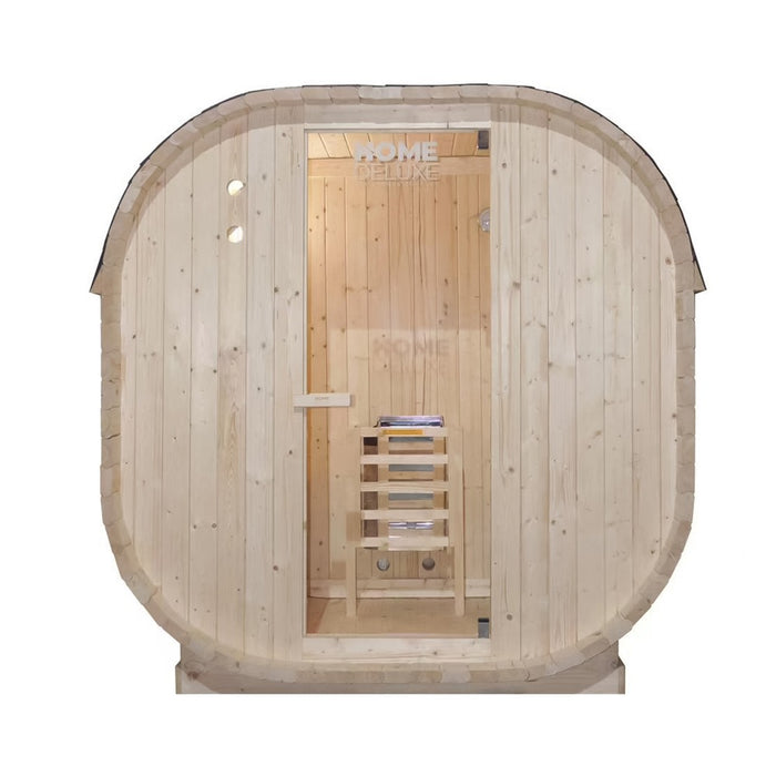 Outdoor Sauna Fasssauna FLANN M - 184 x 120 cm für 2 Personen - Sauna mit 3,6kW Ofen