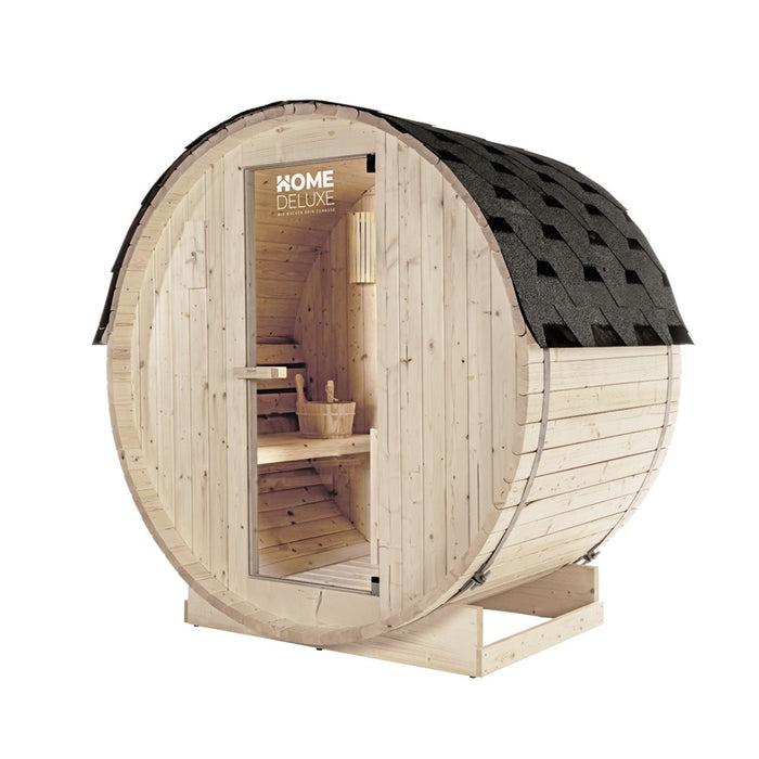Sauna extérieur sauna tonneau AQUILA M - 195 x 120 cm pour 2 personnes - sauna avec four 3,6 kW