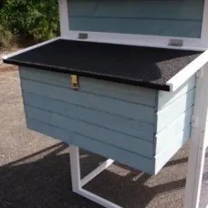 Rabbit hutch "Nord" with run white-blue made of pine wood, 176.5x95x154cm