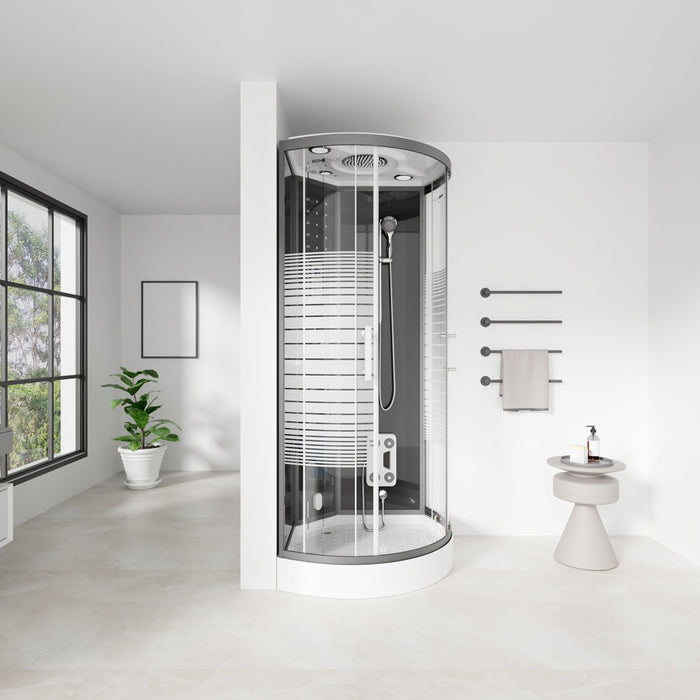 Doccia a vapore con sauna a vapore a cascata MANTA BLACK, 90x90x220cm