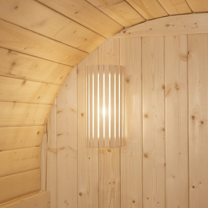 Sauna extérieur sauna tonneau FLANN DELUXE L - 184 x 220 cm pour 4 personnes - sauna avec four 8kW