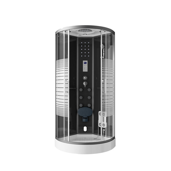 Doccia a vapore con sauna a vapore a cascata MANTA BLACK, 90x90x220cm